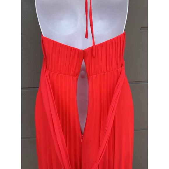 Caché Coral Chiffon Halter Formal Party Prom High Low Maxi Dress Gown Sz 0 Y2K - Picture 8 of 14